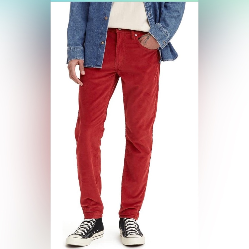 Levi's Men's 512 Slim Taper Fit Jeans Red Corduroy 33x34 Stretch - New with tags